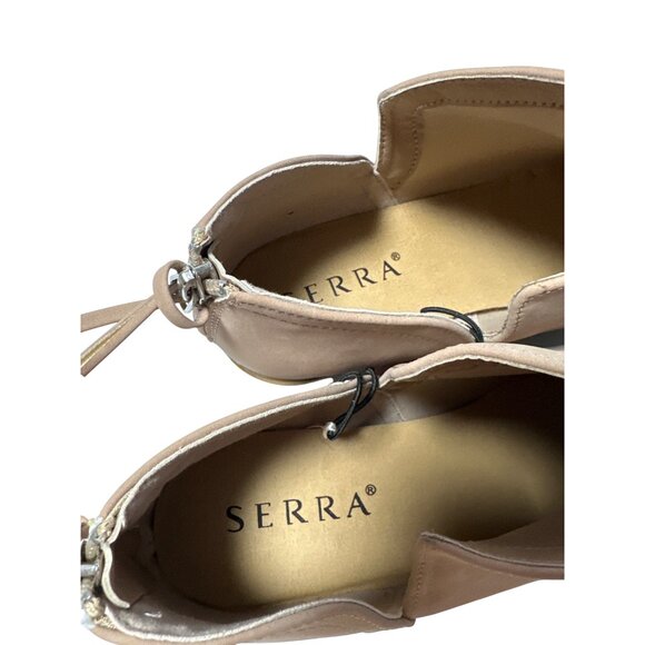 Serra Tan Ankle Booties With Back Zipper and Low Heel Women's Size 8 - Picture 10 of 14